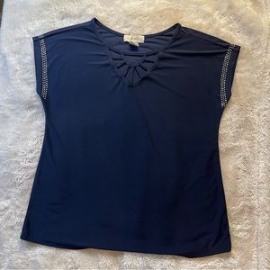 Navy blue short sleeve top by Diana Belle